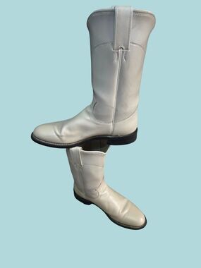 Women's White Leather Western Boots